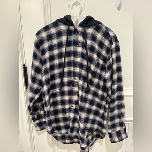 American Eagle: Flannel with Attached Hood - Size Medium